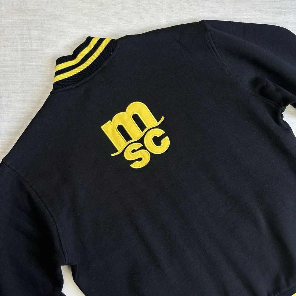 NWT MSC Cruise Ship Logo Jacket Men XL Black Yellow Varsity Full Zip Fleece Bee